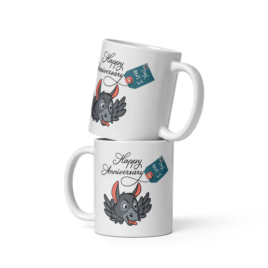 Happy Anniversary white glossy mug